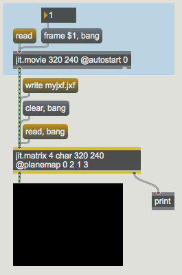 using .jxf format with the  jit.matrix  object