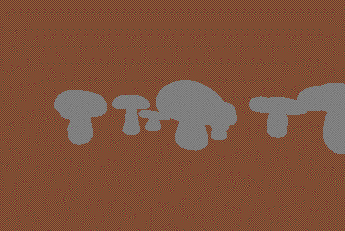 The flat-shaded mushrooms.