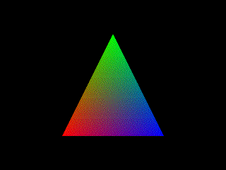 A shape with different colored vertices.