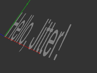 The 3D text after translation, rotation and scaling