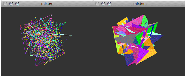 White noise expressed as a geometry (wireframe and filled)