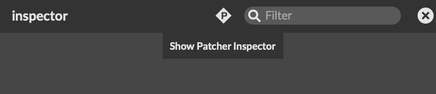 An empty inspector, revealing the "Show Patcher Inspector" icon at the top of the inspector view.