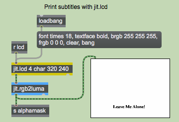 An initialized  jit.lcd  object