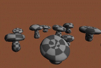 Mushrooms texture-mapped with care.