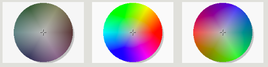 The color wheel with saturation values of 0.2, 2 and -1