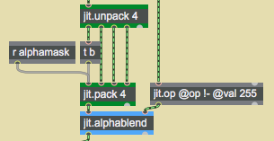 Inserting a new alpha channel with the  jit.pack  object