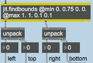 jit.findbounds  reports the region where the specified color appears