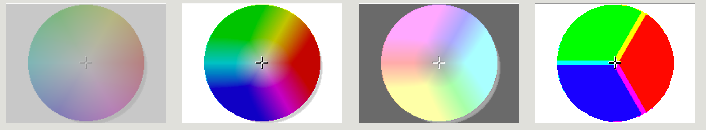 The color wheel with  contrast  settings of  0.3 ,  2 ,  -1 , and  100