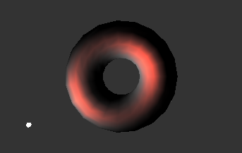 The resulting torus with red highlights.