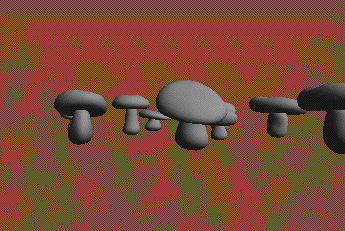 Mushrooms with lighting and smooth shading enabled.