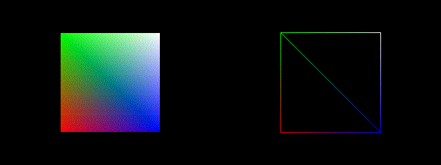 A square made up of connected triangles, filled and unfilled.