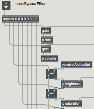 The output of  radiogroup  is used to switch  gate  and  Ggate  objects in the subpatch.